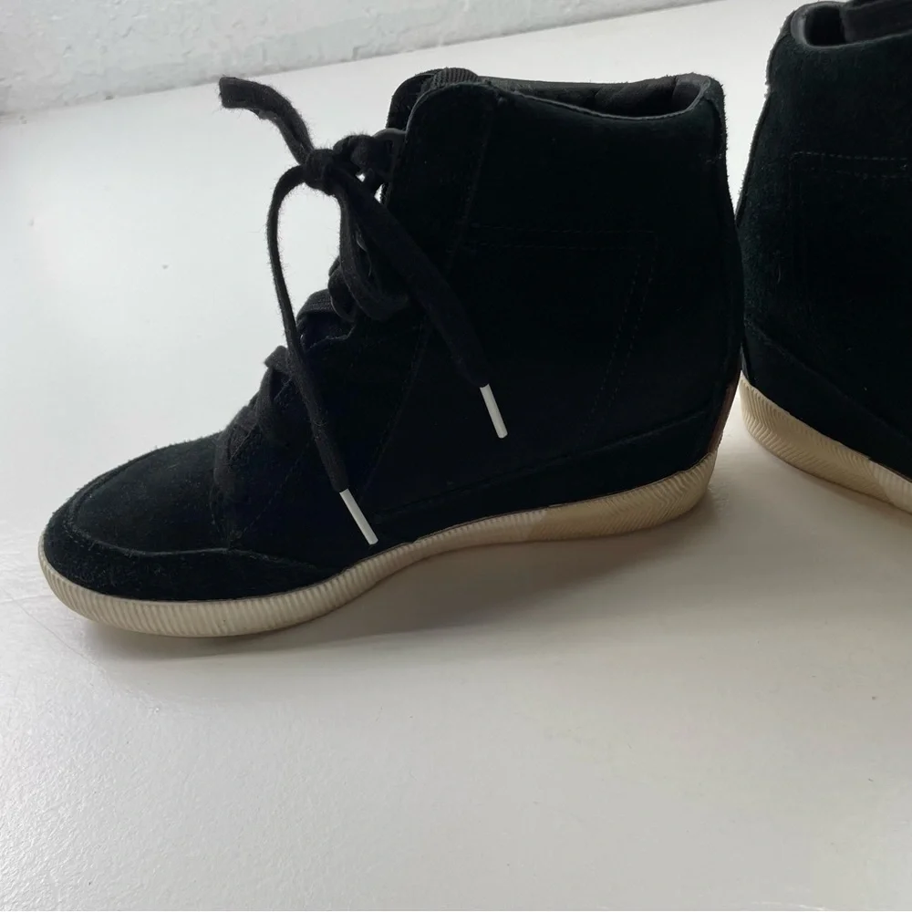 Sorel Out N‎ About Wedge Bootie Womens 8.5 Black Sea Salt Suede